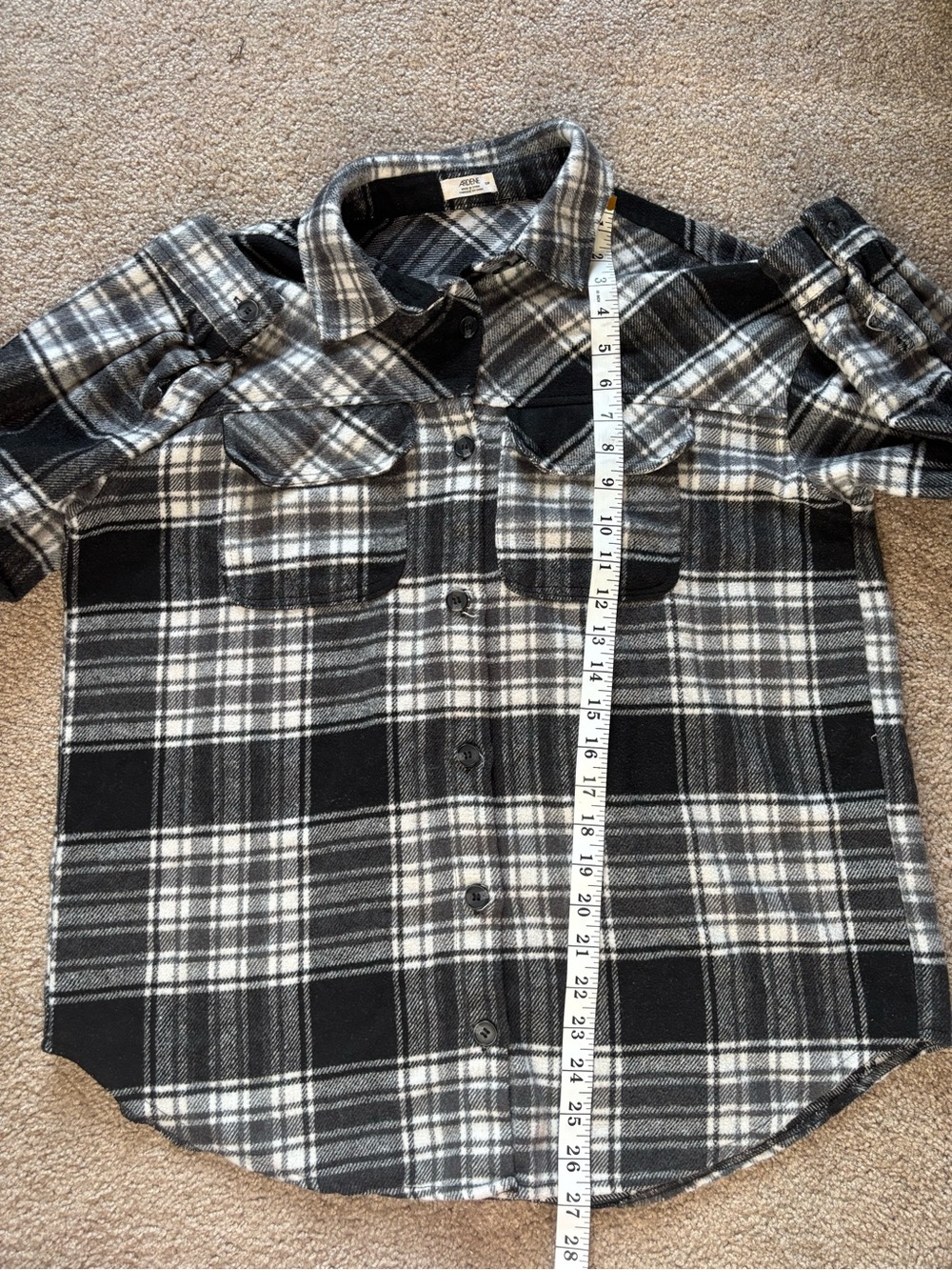 Ardene Black & White Oversized Plaid Button-Down Shirt - Picture 14 of 14